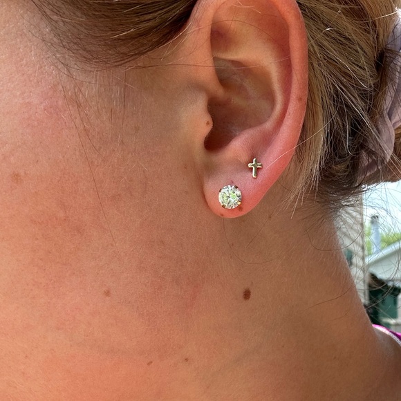 Nola Jewelry - Micro cross gold earrings